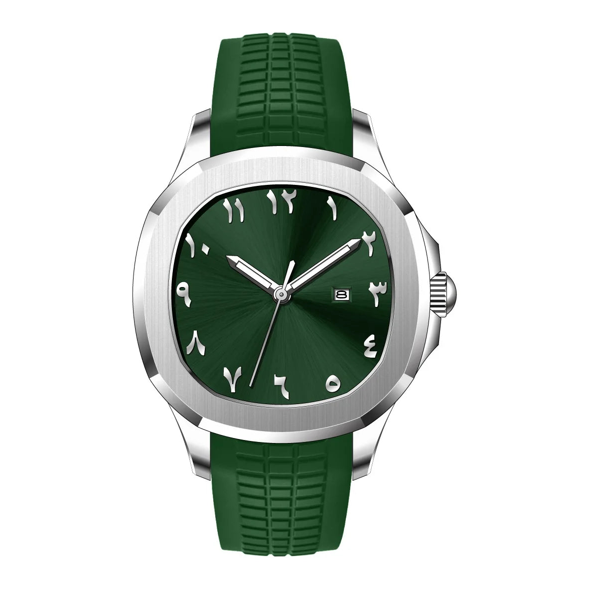 Arabic green silicone watch