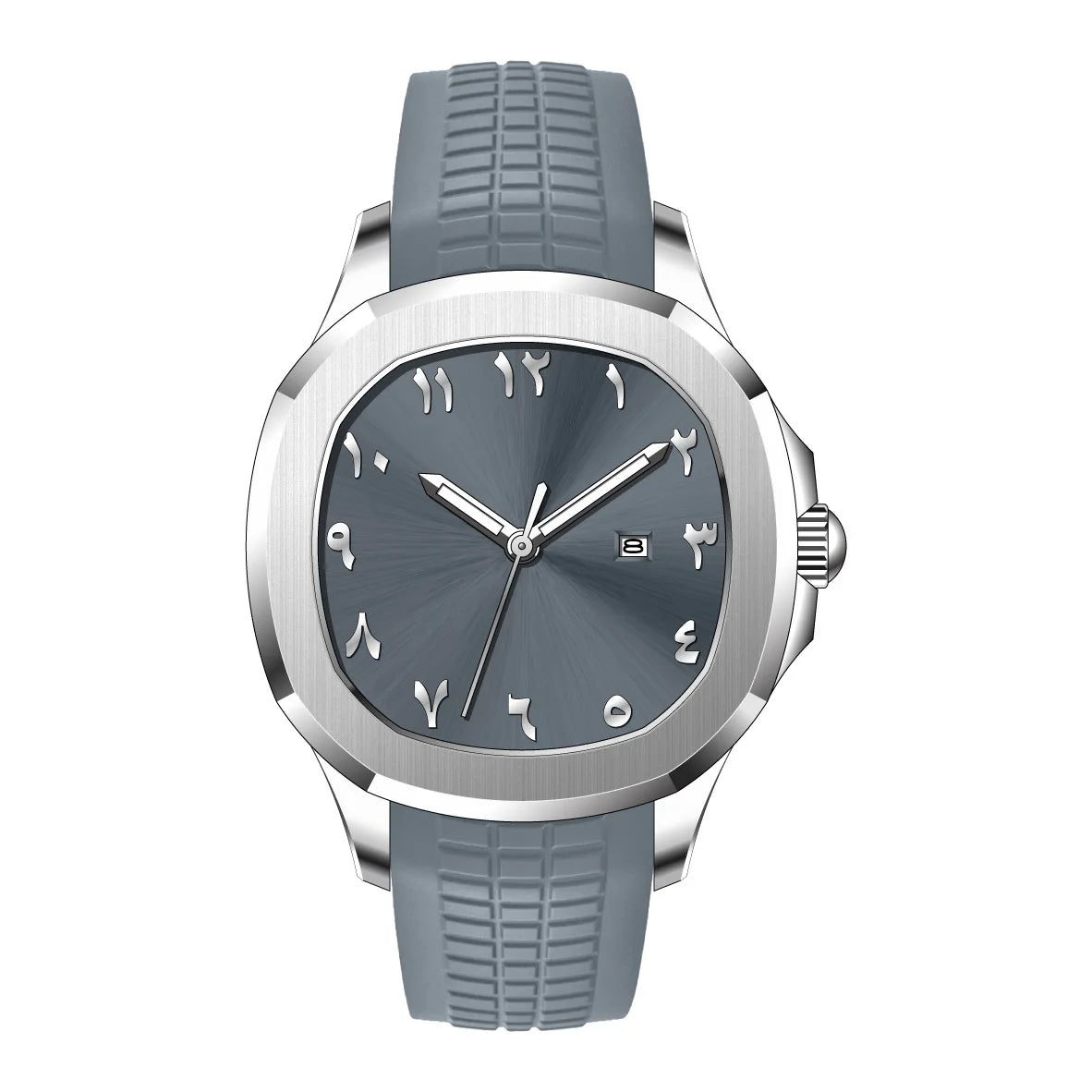 Arabic gray silicone watch